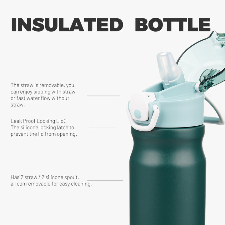 BJPKPK Insulated Water Bottle With Straw Lid
