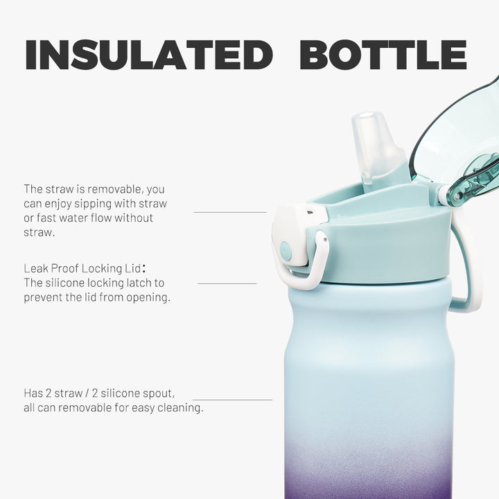BJPKPK Insulated Water Bottle With Straw Lid