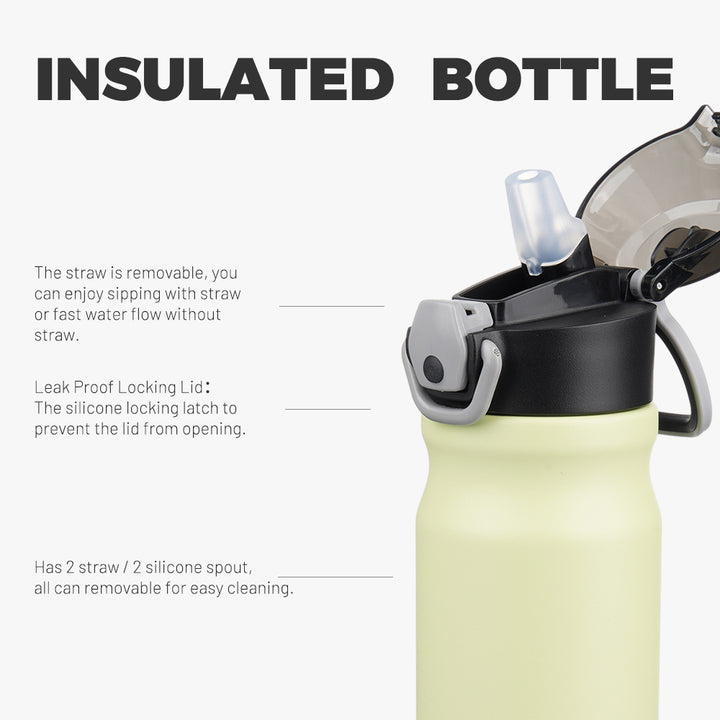 BJPKPK Insulated Water Bottle With Straw Lid