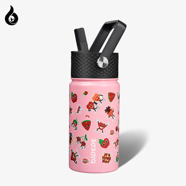 BJPKPK Printing Insulated Water Bottle with Straw Lid