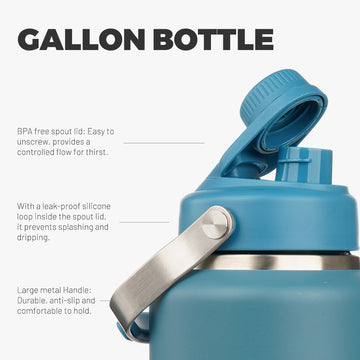 BJPKPK Half Gallon Insulated Water Bottles, Water Jug with Metal Handle &  BPA Free Spout Lid, Dishwasher Safe Thermos Water Bottle, Large Stainless  